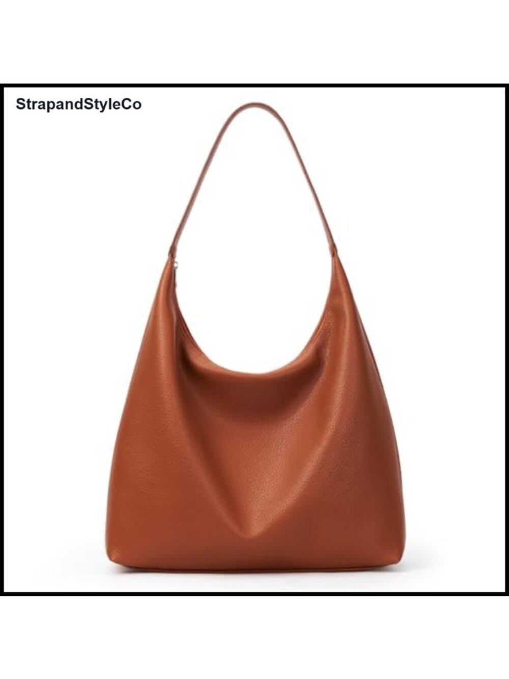 Slouchy Vegan Leather Hobo Tote Bag 18L Crescent Shoulder Bag Zip Closure